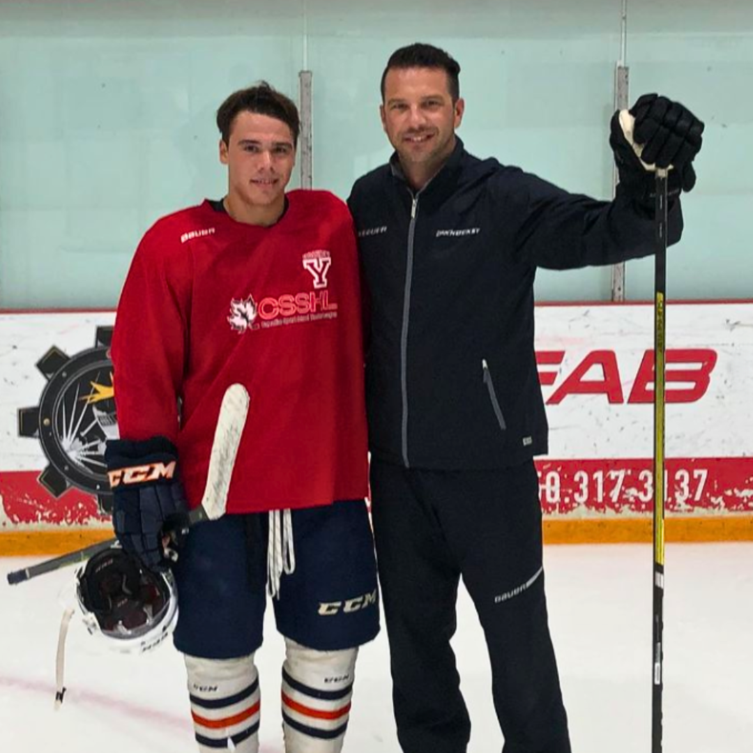 Aaron Konecsni on the ice with an elite prospect